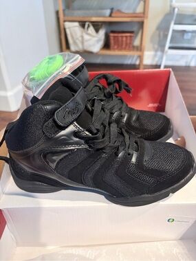 Women’s Capezio Black High-Top Dance Sneakers with Neon Green Laces